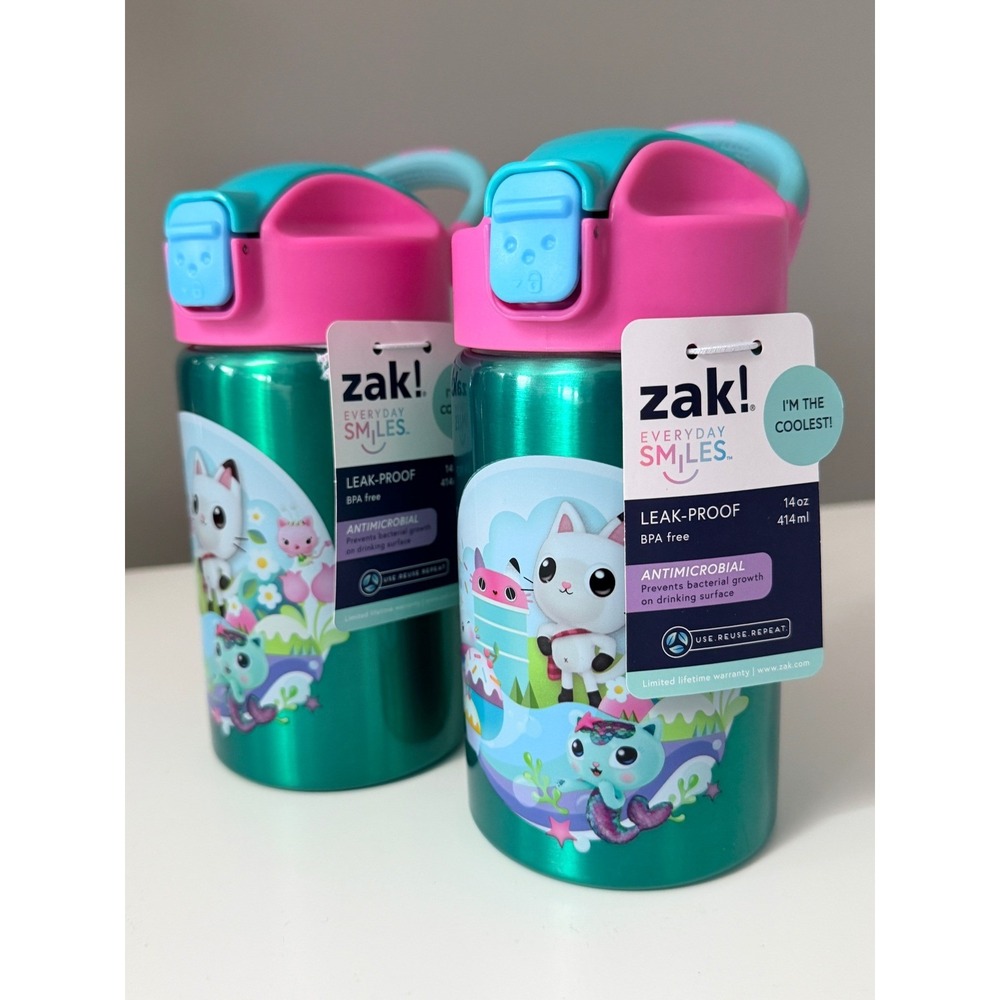 Zak Designs Gabbys Dollhouse Water Bottle 14oz Stainless‎ Steel 2pk NEW - Picture 6 of 6